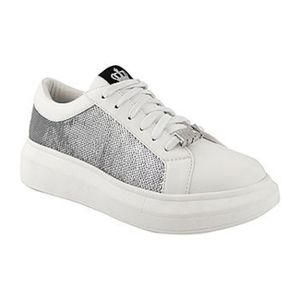 NWT Juicy Della White w/Silver Sequined Sneaker Womens Size 11